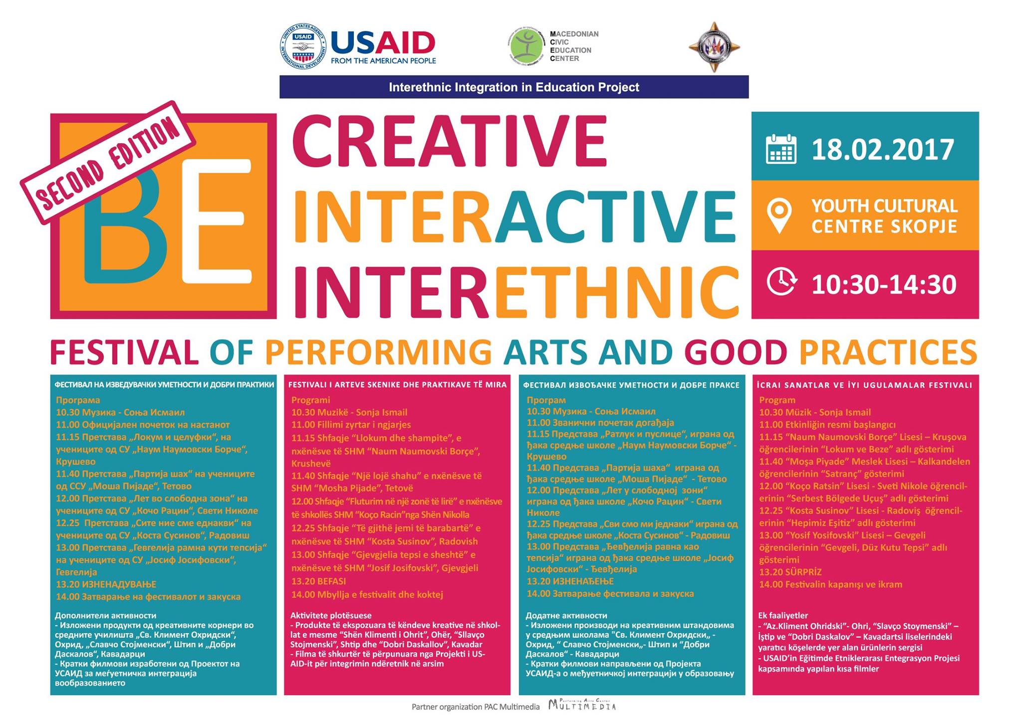 Учениците од СОУ „Коста Сусинов“ учесници на Фестивалот “Be Creative – Be Interactive – Be Interethnic”